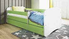 Babydreams bed, green, without a pattern, without a drawer, latex mattress 160/80