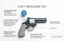 I-Toys Pistol Art.172219 2-ühes mängurevolver-blaster pehmete pallidega