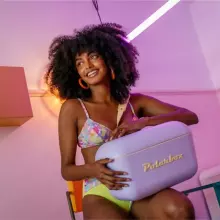 Polarbox Cool Box Retro Cooler Art.210773 Lilac - Yellow Camping Refrigerator 20L