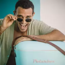 Polarbox Cool Box Retro Cooler Art.210773 Lilac - Yellow Camping Refrigerator 20L