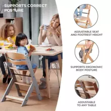 KinderKraft Enock Art.219050 Natural Деревянный стульчик для кормления