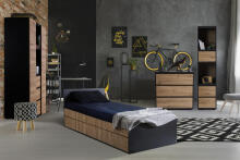 Klups Dalia Art.233197 Anthracite/Oak chest of drawers with changing surface