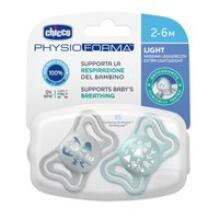 CHICCO 00071037210000 Pacifier PHYSIO LIGHT 2-6M sil 2 pcs blɔ