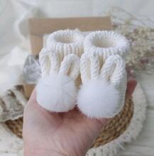 La Bebe™ Lambswool Natural Eco Socks/Booties Art.236526 White Natural wool socks/boots for newborns