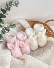 La Bebe™ Lambswool Natural Eco Socks/Booties Art.236526 White Natural wool socks/boots for newborns