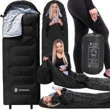 2-in-1 reisimagamiskott Springos CS0122, 220x80 cm, soe matkatekki, must-hall