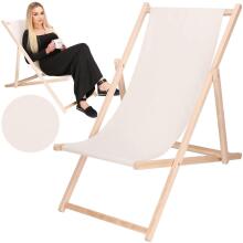 Lamamistool Springos DC0010 ECRU, puidust raam, beež kangas, reguleeritav kolmes asendis