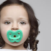 Hevea Natural Rubber Pacifier Round Art.239425 Cabin Blue/Grey Natural Rubber Pacifier