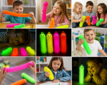 I-Toys Antistress Stretchy Capillar Led Art.244858 Hõõguv Caterpillar stressi leevendav mänguasi