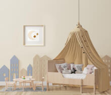 Room Accesories Art.296386 Decorative wall art in frame "Mini teddy bear" – fluffy textile panel for kids' room