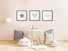 Room Accesories Art.297386 Decorative wall art in frame "Cloud" – fluffy textile panel for kids' room