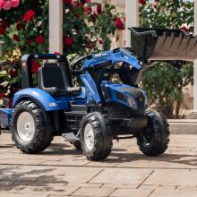 FALK New Holland Blue Pedal Tractor kple Trailer tso Ƒe 3