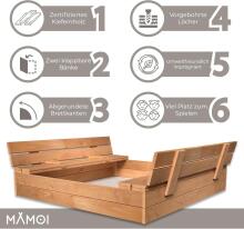 Bebe Basic Wood Sandbox Art.249101 Grey sandbox with a lid and a bench, 120x120 cm