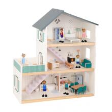 TOOKY TOY Large Wooden Dollhouse + Figures FSC