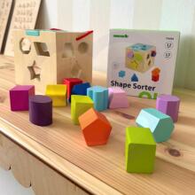 TOOKY TOY Деревянный сортировщик форм Цветной куб с цветными узорами 13 шт