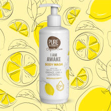 Pure Beginnings Body Wash I am awake Art.251269 nahka ergutav apelsini, laimi ja sidruniga dušigeel I AM AWAKE, 500 ml