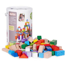 Puidust plokid lastele, 100 tükki, sorteerimispurk ECOTOYS