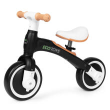 Tasakaaluratas pedaalidega - treening, 3-ühes, külgrattad, must, ECOTOYS
