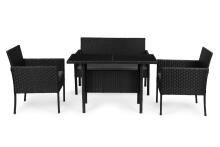 Aedmööbli komplekt rattanilaadse viimistlusega – pink, laud, toolid Black MultiGarden