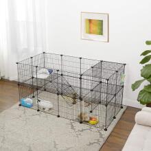 Modulaarne puuri aed väikestele närilistele, nagu hamstrid ja merisead, 2 taset, must