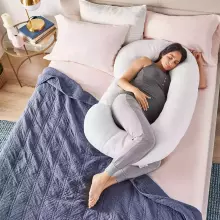 La Bebe™ Maternity Pillow Cotton Sì -Duo Art.256000 White Хлопковая ткань. Многофункциональная подушка/подкова для беременных  с наполнителем memory foam