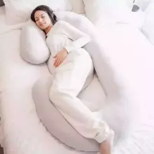 La Bebe™ Maternity Pillow Cotton Sì -Duo Art.256000 White Хлопковая ткань. Многофункциональная подушка/подкова для беременных  с наполнителем memory foam