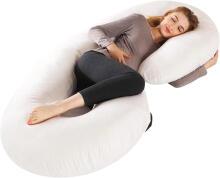 La Bebe™ Maternity Pillow Cotton Sì -Duo Art.256000 White Хлопковая ткань. Многофункциональная подушка/подкова для беременных  с наполнителем memory foam