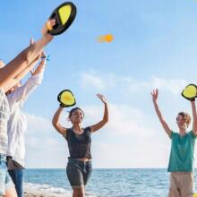 WOOPIE Catch Ball oskuste mäng "Viska ja püüa" komplekt kahele 2x padi + 4 palli