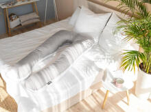 La Bebe™ Cushy Maternity Pillow Art.91919  Light Grey Многофункциональная подушка для беременных и кормящих (U Shaped) , наполнение синтепон, 155x80cm