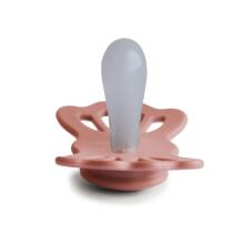 Frigg Lucky Symmetrical Silicone Pacifier  Art.10219 Pretty Peach  mannekeen (lutt), mis on valmistatud 100% looduslikust kummist vanuses 0-6 kuud. (1 tk.)