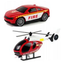 WOOPIE Sõidukite Komplekt Veoauto, Tuletõrjeauto, Helikopter, Auto Helid ja Tuled