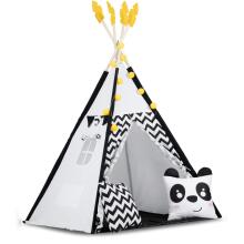 Laste Tipi Telk Garlandi ja Tuledega Nukido Must ja Valge Panda