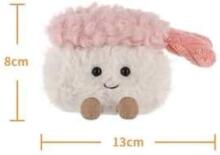 Aprikoosi-lambaliha ja krevettidega sushitoidu plush-mänguasjad lastele, pehmed armsad kaisumänguasjad beebitüdrukutele ja -poistele, kohevad krevettidega sushiroosad 8 cm