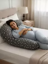 La Bebe™ Moon Cotton Maternity Pillow Art.80579836 Nordic Pebbles. Large pregnancy pillow with Memory Foam filling (especially soft and quiet filling)