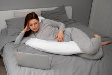 La Bebe™ Moon Cotton Maternity Pillow Art.80579836 Nordic Pebbles. Large pregnancy pillow with Memory Foam filling (especially soft and quiet filling)