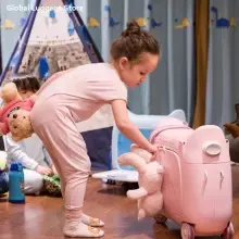 Multifunctional Children Luggage  Suitcase Art.276172 Pink  Чемодан-сиденье на колесах 3 в 1