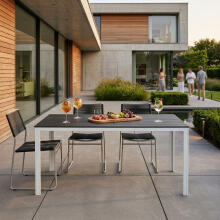 6-inimese aiapink 156x78 cm polüwood mööbel terrassile hall valge MultiGarden