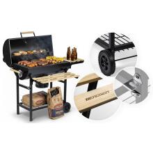 Aed süsi grill barrel koos korstnaga riiulite + termomeetri + tuhatoosiga Berdsen BD-895 must
