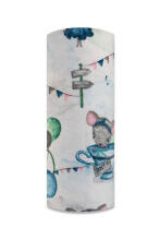 Diaper - 25462  - FLANNEL PRINT - EGA - MYSZKA W FILIŻANCE- BLUE/PINK - size 70x80 cm