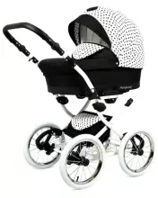 Babylux Margaret White Art.286162 Black Dots Klassikaline 3-ühes lapsevanker
