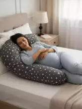 La Bebe™ Moon Cotton Maternity Pillow Art. 5-172 Wild Life. Suur Memory Foam täidisega raseduspadi (eriti pehme ja vaikne täidis)