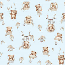 Cover set - 2 pcs - 120x90, 40x60  - BEAR in BASKET -  BLUE
