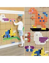 MASTERKIDZ Freestanding STEM Wall Board 166 x 125 cm + Accessories Pegs Gears Blocks Tools Marble Run