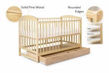 La Bebe™ Basic Kids Wood Cot Pure Pine Art.279425 Natural  laste puidust võrevoodi sahtliga 120x60 cm