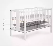 La Bebe™ Kids Wood Cot  Art.290263 Natural  Set: Children's wooden crib with a drawer + bedding + Moon horseshoe + baby oil 120x60 cm