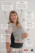 La Bebe™ Huggi Sling Merino Wool Graphite Cloud Art.291640 Woven Graphite Grey Merino Wool Baby Sling (470x54 cm)