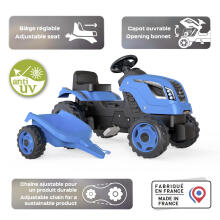 Smoby Traktor Blue Farmer XL koos käruga