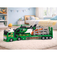 Dinosaur Transport Set: Truck, Tow Truck, Helicopter, Lights, Sound