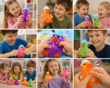 I-Toys Duck Squishy Dumpling Antistress Art.295916 Stressivastane mänguasi "Pardipoeg" sädeluse ja pehme häälega
