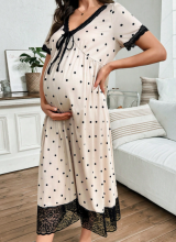 Moonlight&Mama Maternity Dress Art.296154 Beige Short sleeve maternity/nursing nightgown